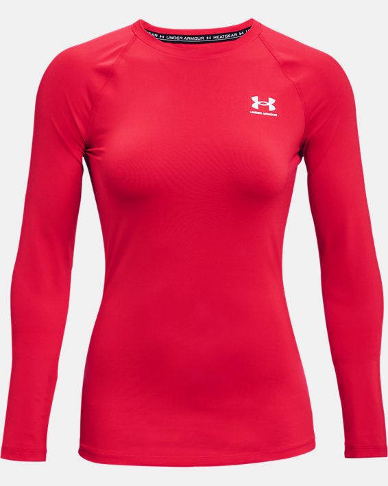 Women's HeatGear® Compression Long Sleeve, Red, pdpMainDesktop image number 4